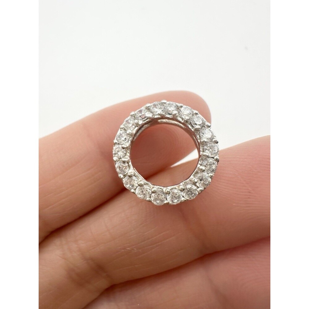 925 Sterling Silver Open Circle Cubic Zirconia Pendant